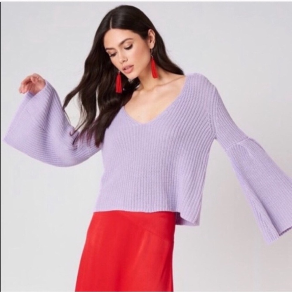 Free People Damsel Ribbed Sweater Purple Large